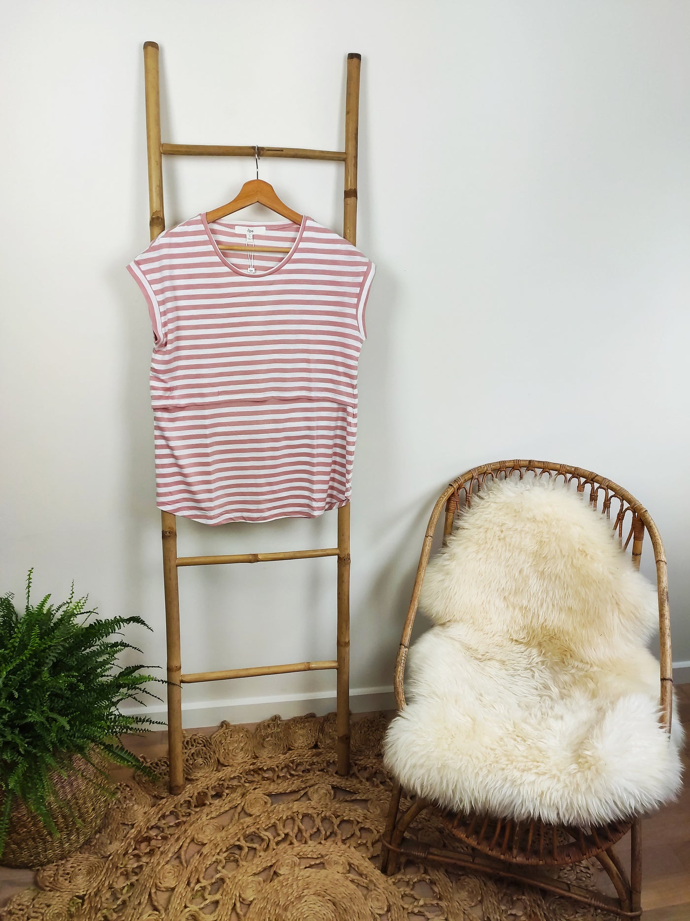 T-shirt Lionel- roze & wit gestreept